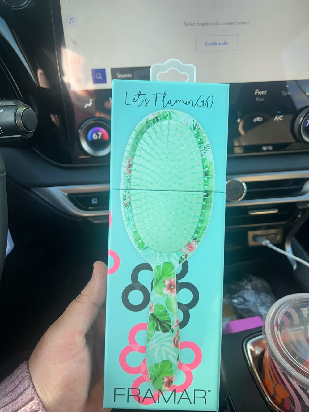 Framar Let's Flamingo Floral Paddle Brush - Mint